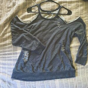 Torrid off the shoulder distressed sweater